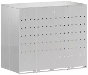 vidaXL Wagenmüllbehälter für 3 Behälter Silber 340 x 77,5 x 115,5 cm