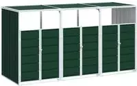 vidaXL M&uuml;lltonnenbox f&uuml;r 3 Tonnen Gr&uuml;n 216x81x115 cm Stahl
