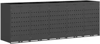 vidaXL Wagenmüllbehälter für 6 Behälter Anthrazit Garten und Terrasse Moderne Abfalllösung erweiterbare Außencontainer für funktionales Design