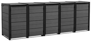 Keter Mülltonnenbox "Hide Away" 2x 240 Liter Anthrazit Holzoptik nathlos erweiterbar 1200 l