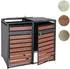 Mendler HWC-J81 Mülltonnenbox 2er erweiterbar Metall Kirsche-Holzoptik dunkelbraun (HWC-J81)