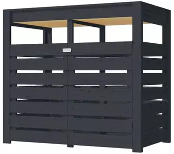 Karibu M&uuml;lltonnenbox mit Hochbeet f&uuml;r 2x240L, Anthrazit (98433)