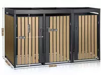 Zelsius M&uuml;lltonnenbox 3er Mit Pflanzdach F&uuml;r 3 Tonnen 120 - 240 Liter Anthrazit