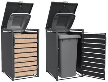 Westmann Lacina M&uuml;lltonnenbox Metall 10x240L Anthrazit/Holzoptik (JGBAC214A-10)
