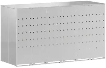vidaXL M&uuml;lltonnenbox f&uuml;r 3 Beh&auml;lter Edelstahl Silber 204x77,5x115,5cm (3394789)