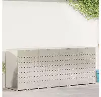 vidaXL Wagenm&uuml;llbeh&auml;lter f&uuml;r 4 Beh&auml;lter Edelstahl Silber