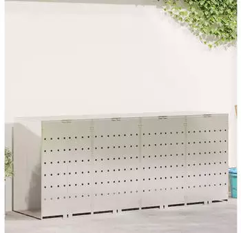 vidaXL Wagenm&uuml;llbeh&auml;lter f&uuml;r 4 Beh&auml;lter, Silber, 272x77,5x115,5cm (3394790)