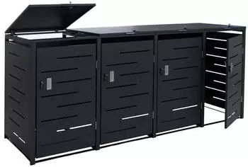 MCW MCW-E83b 4er-M&uuml;lltonnenverkleidung Stahl Anthrazit 265x117x80cm (100335)