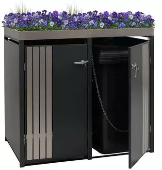 MCW MCW-O67 2er-M&uuml;lltonnenbox mit Pflanzkasten, Metall, anthrazit (MCW-O67)