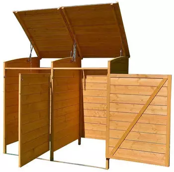 Melko M&uuml;lltonnenbox Doppelbox Holz/Zink 2&times;120L 140x85x127cm (10002243)