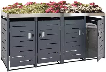 Mendler M&uuml;lltonnenverkleidung HWC-H40b 4er erweiterbar 110x230x62cm (2x99043+2x99044)