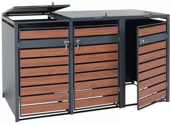 Proregal 3er 117x200x80cm Anthrazit Kirsche-Holzoptik Dunkelbraun Schlitzoptik (RMV144-14)