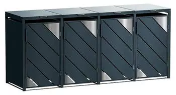 Metzler Mülltonnenbox mit Edelstahl Akzenten 4er 240L Anthrazit (42328)