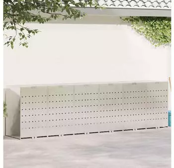 vidaXL M&uuml;lltonnenbox f&uuml;r 6 Beh&auml;lter Silber 408x77,5x115,5cm (3394792)