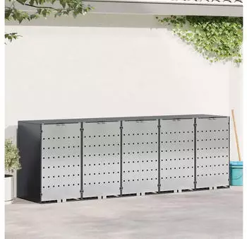 vidaXL M&uuml;lltonnenbox f&uuml;r 5 Beh&auml;lter 340x77,5x115,5cm Stahl (3394781)