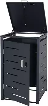 Proregal 1er- HxBxT 103x60x62cm erweiterbar Anthrazit M&uuml;lltonnenabdeckung schwarz Metall RMV141-02