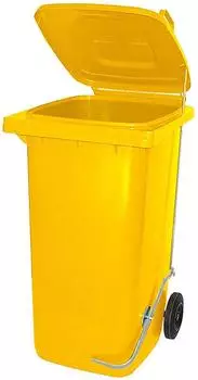 BRB M&uuml;llgro&szlig;beh&auml;lter 240L mit Fu&szlig;pedal, gelb (52415)