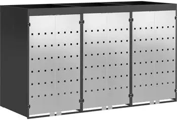 vidaXL M&uuml;lltonnenbox f&uuml;r 3 Beh&auml;lter, Stahl, 204x77,5x121,5cm (3394784)