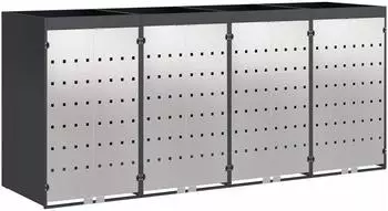 vidaXL M&uuml;lltonnenbox f&uuml;r 4 Beh&auml;lter, Stahl, 272x77,5x121,5cm (3394785)