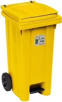 Stefanplast Urban Eco System Mülltonne mit Rollen und Pedal 120L, gelb (6433)