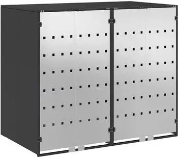 vidaXL M&uuml;lltonnenbox f&uuml;r 2 Beh&auml;lter, Stahl, 136x77,5x115,5cm (3394778)