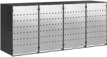 vidaXL M&uuml;lltonnenbox f&uuml;r 4 Beh&auml;lter, Stahl, 272x77,5x115,5cm, Anthrazit (3394780)
