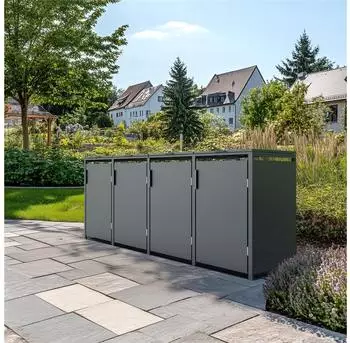 Plats Outdoor Solution 4er M&uuml;lltonnenbox 265x80x116cm Anthrazit (108628)