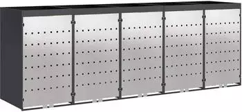 vidaXL M&uuml;lltonnenbox f&uuml;r 5 Beh&auml;lter 340x77,5x121,5cm Stahl Anthrazit (3394786)