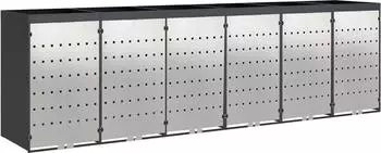 vidaXL M&uuml;lltonnenbox f&uuml;r 6 Beh&auml;lter 408x77,5x121,5cm Stahl (3394787)