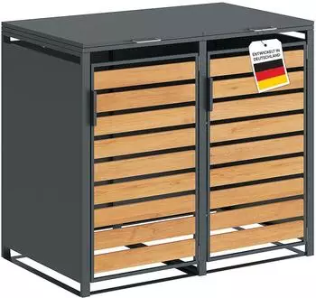 Steelsøn Kestra Mülltonnenbox 2er bis 240L Stahl Holzoptik/Stahl