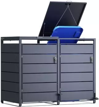 osoltus PedBox M&uuml;lltonnenbox 2x240L Aluminium/Stahl verzinkt Anthrazit (PedBox)