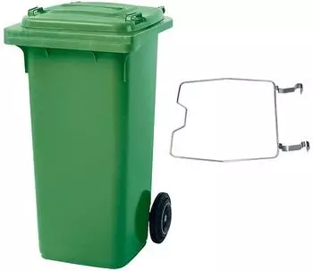 BRB M&uuml;lltonne MGB 120L mit Klemmring f&uuml;r M&uuml;lls&auml;cke, Gr&uuml;n