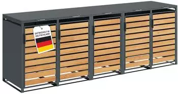 Steelsøn Kestra Mülltonnenbox 5er bis 240L Holzoptik/Stahl
