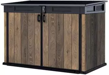 Keter Signature Horizontaler Gartenschuppen 2020l Kunststoff Walnuss-Optik (261095)