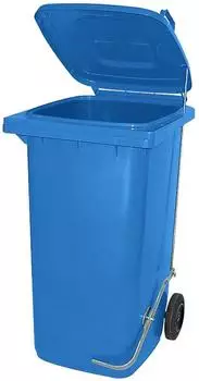BRB M&uuml;lltonne 120L mit Fu&szlig;pedal, blau (52403)