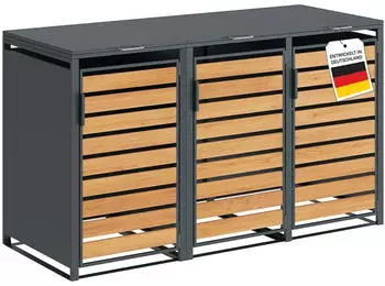 Steelsøn Kestra Mülltonnenbox 3er bis 240L Holzoptik/Stahl