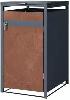 ML-Design M&uuml;lltonnenbox 1x240L Stahl/Cortenstahl Anthrazit-Rostoptik abschlie&szlig;bar (68x80x116,3cm)
