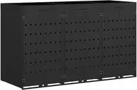 vidaXL Wagenm&uuml;llbeh&auml;lter f&uuml;r 3 Beh&auml;lter Schwarz 204 x 77,5 x 121,5 cm