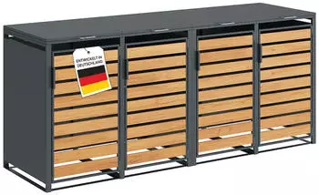 Steelsøn Kestra Mülltonnenbox 4er bis 240L Holzoptik/Stahl