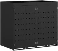 vidaXL Wagenm&uuml;llbeh&auml;lter f&uuml;r 2 Beh&auml;lter Schwarz 136 x 77,5 x 121,5 cm