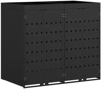 vidaXL M&uuml;lltonnenbox f&uuml;r 2 Beh&auml;lter, Schwarz, 136x77,5x121,5cm (3394738)
