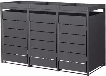 ML-Design M&uuml;lltonnenbox mit Pflanzdach f&uuml;r 3 Tonnen 240L, 196x80x120cm, Anthrazit (490018428)