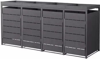 ML-Design M&uuml;lltonnenbox mit Pflanzdach f&uuml;r 4 Tonnen, Metall, anthrazit (490018434)