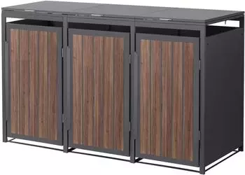 ML-Design Mülltonnenbox für 3 Mülltonnen 240L, Metall, dunkelbraun (490018431)