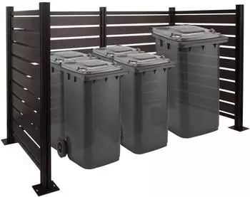 MCW Alu M&uuml;lltonnen-Zaun -K57 Holzoptik erweiterbar 130x206x110cm anthrazit (90660)