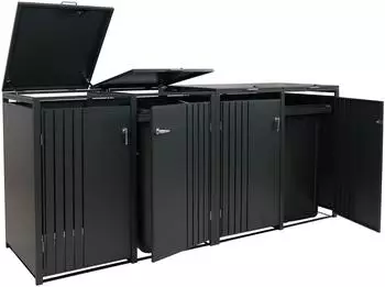 MCW MCW-O67 4er-M&uuml;lltonnenbox mit Deckel, Metall, 264x122x84cm, anthrazit (MCW-O67)