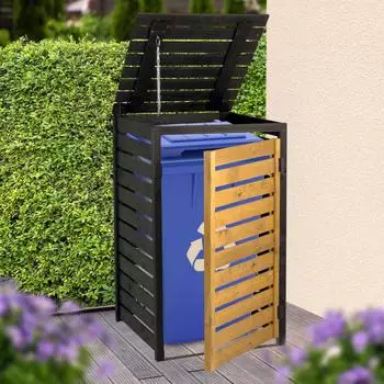 Dobar M&uuml;lltonnenbox 120L, schwarz-braun, Fichtenholz (93900FSCe)
