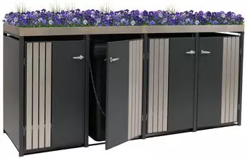 MCW 4er-M&uuml;lltonnenverkleidung anthrazit/Edelstahl 260x125x84cm (MCW-O67)