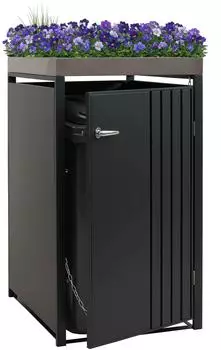 MCW M&uuml;lltonnenbox mit Pflanzkasten, Metall, anthrazit, 125x68x84cm (MCW-O67)