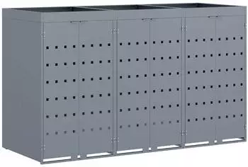 vidaXL M&uuml;lltonnenbox mit Pflanzdach f&uuml;r 3 Beh&auml;lter Hellgrau 204x77,5x121,5cm (3394749)